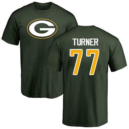 Men Green Bay Packers Green #77 Turner Billy Name And Number Logo Nike NFL T Shirt